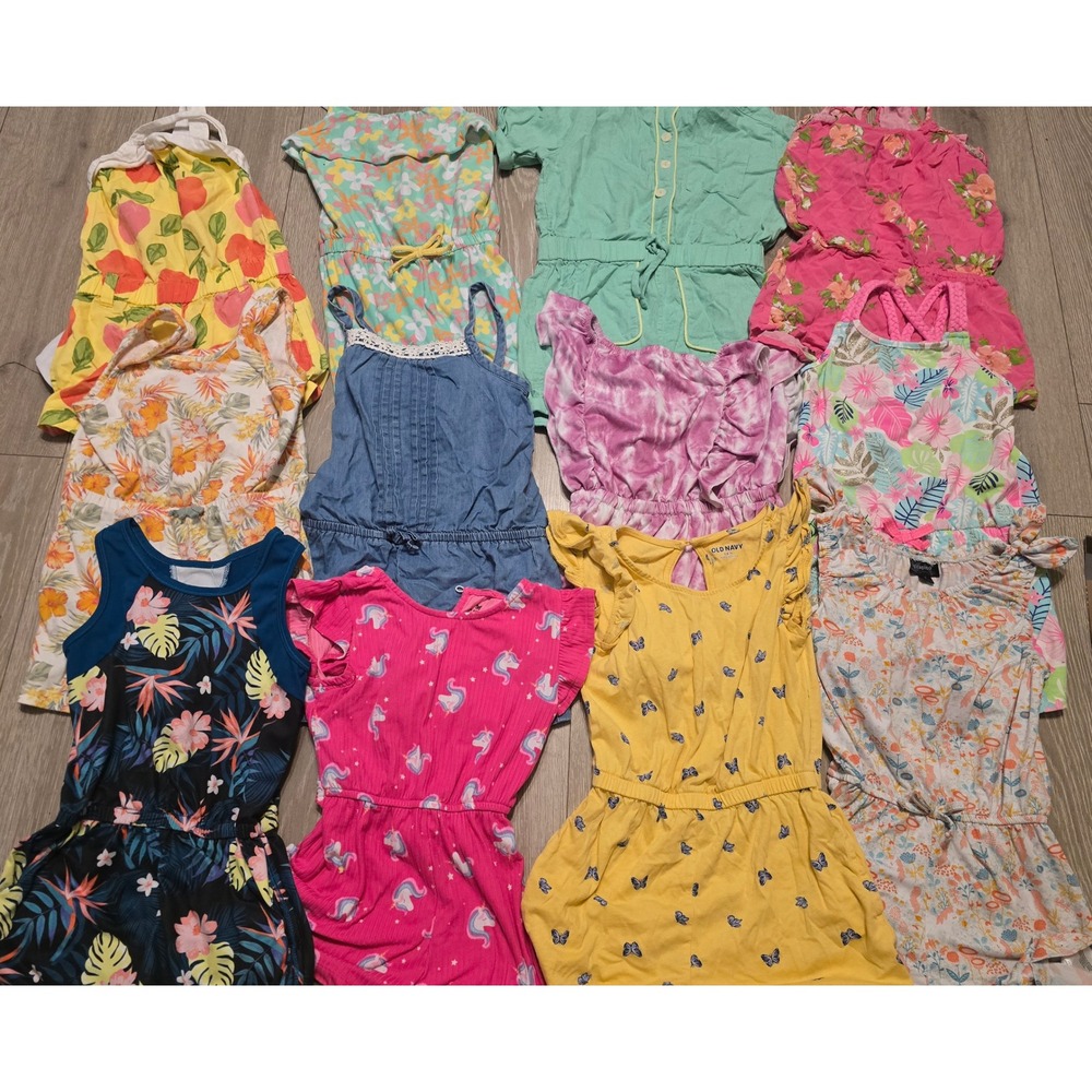 Girls Rompers Jumpsuits Size 4/5 Lot Of 12